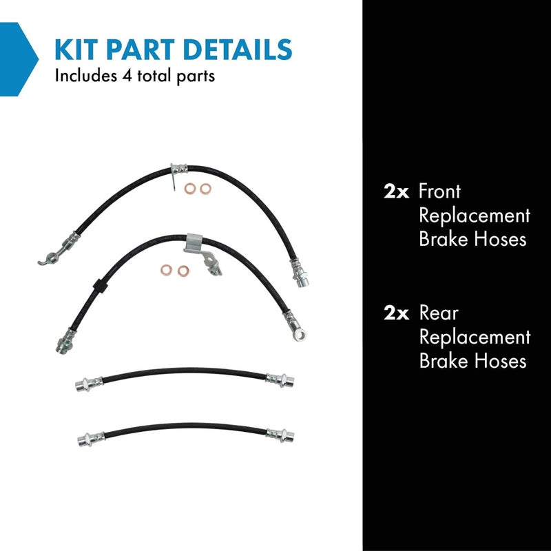 TRQ Brake Hose Set Compatible with 1996-2003 Toyota RAV4 - Image 2